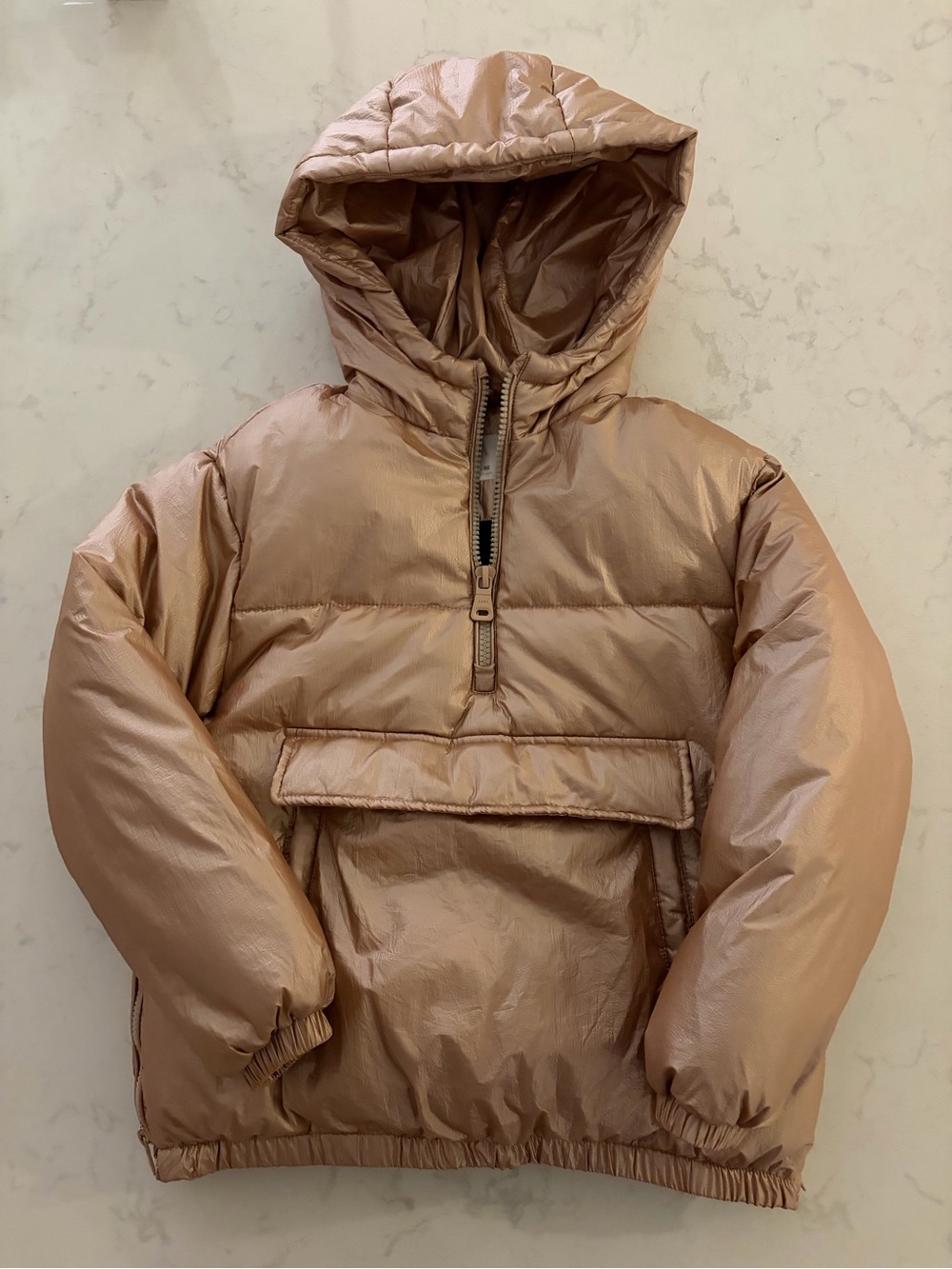 Zara Kids Metallic Blush Hooded Puffer